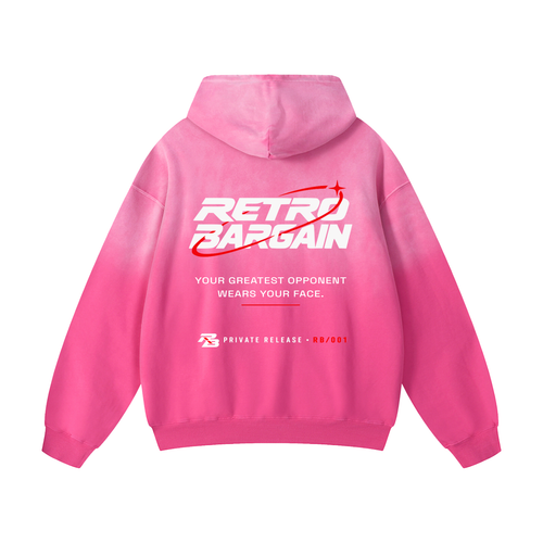 YOUR GREATEST OPPONENT WEARS YOUR FACE - washed pink oversized hoodie, RetroBargain RB 001