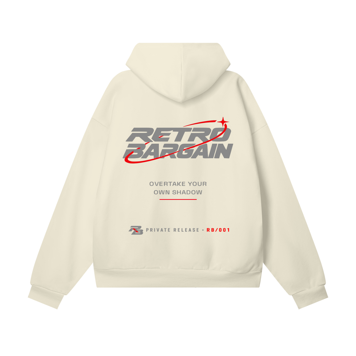 OVERTAKE YOUR OWN SHADOW - bone oversized hoodie, RetroBargain RB 001
